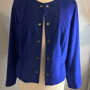 Chico’s Blue blazer. With eye hook on top.